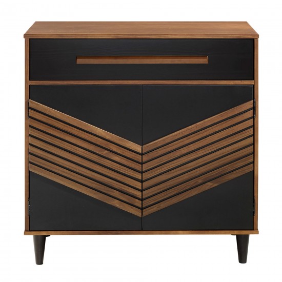Anderson 32" Chevron Wood Detail Accent Cabinet - Black/Brown