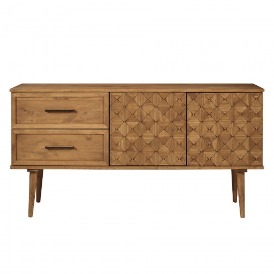 Tessa 58" Solid Wood 2-Drawer Prism Sideboard - Caramel