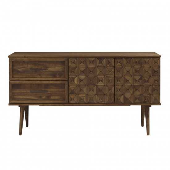 Tessa 58" Solid Wood 2-Drawer Prism Sideboard - Brown