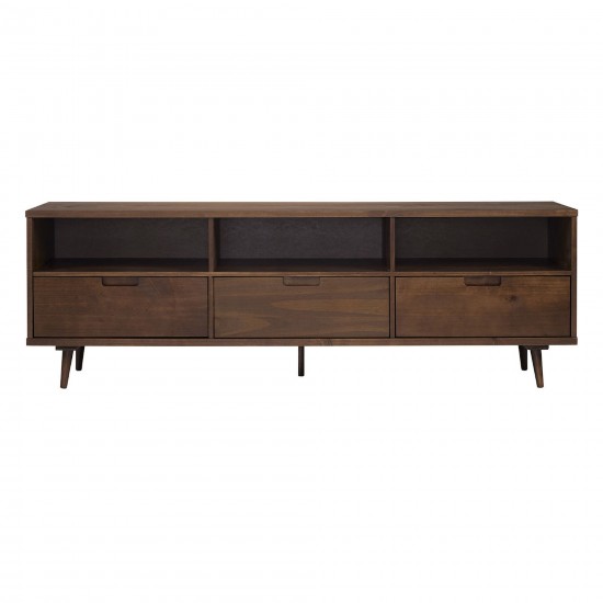 Ivy 70" 3 Drawer Solid Wood TV Stand - Walnut