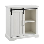 32" Sliding Grooved Door Accent Console - Brushed White