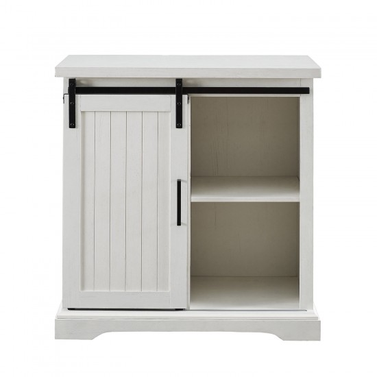 32" Sliding Grooved Door Accent Console - Brushed White