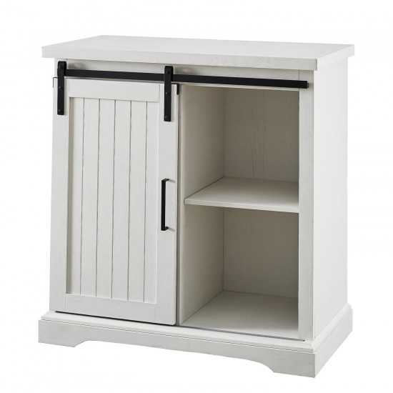 32" Sliding Grooved Door Accent Console - Brushed White