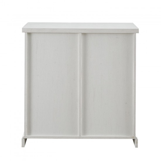 32" Sliding Grooved Door Accent Console - Brushed White