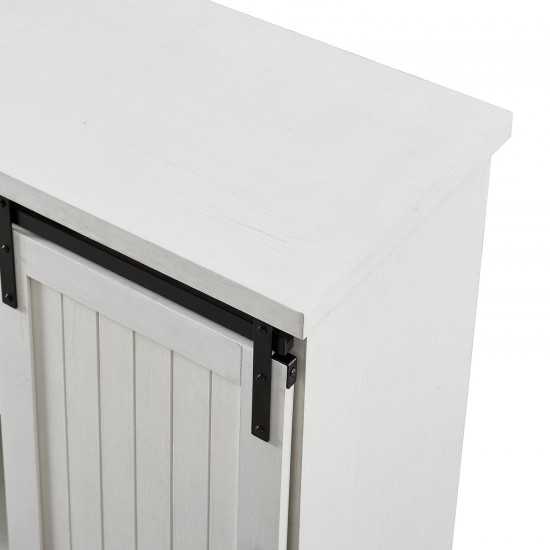 32" Sliding Grooved Door Accent Console - Brushed White