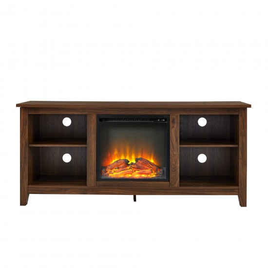 Simple 58" Fireplace TV Stand - Dark Walnut