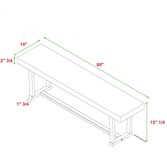 Durango 60" Solid Wood Dining Bench - Rustic Oak