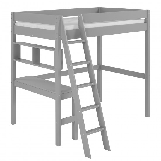 Swan Solid Wood Loft Bed with Desk - Grey