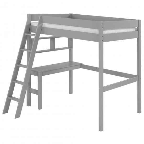 Swan Solid Wood Loft Bed with Desk - Grey