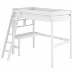 Swan Solid Wood Loft Bed with Desk - White