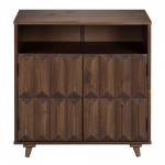 Henry 30" Solid Wood Detailed Door Accent Cabinet - Walnut