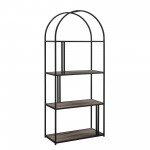 Contemporary Metal Arch Asymmetric Bookshelf – Grey Wash