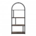 Contemporary Metal Arch Asymmetric Bookshelf – Grey Wash