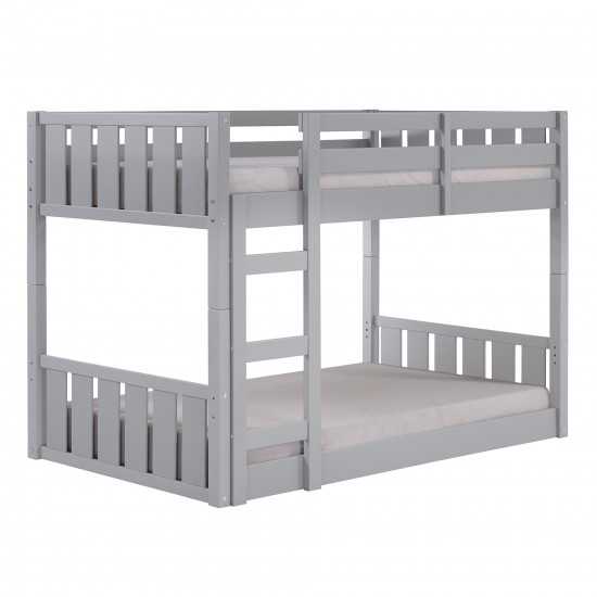 Traditional Twin over Twin Solid Wood Stackable Slat Bunk Bed – Grey