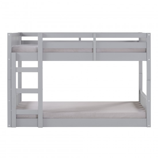 Traditional Twin over Twin Solid Wood Stackable Slat Bunk Bed – Grey