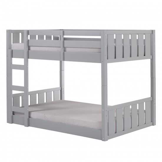 Traditional Twin over Twin Solid Wood Stackable Slat Bunk Bed – Grey