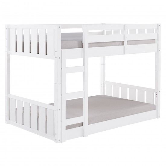 Traditional Twin over Twin Solid Wood Stackable Slat Bunk Bed – White