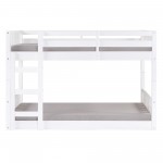 Traditional Twin over Twin Solid Wood Stackable Slat Bunk Bed – White