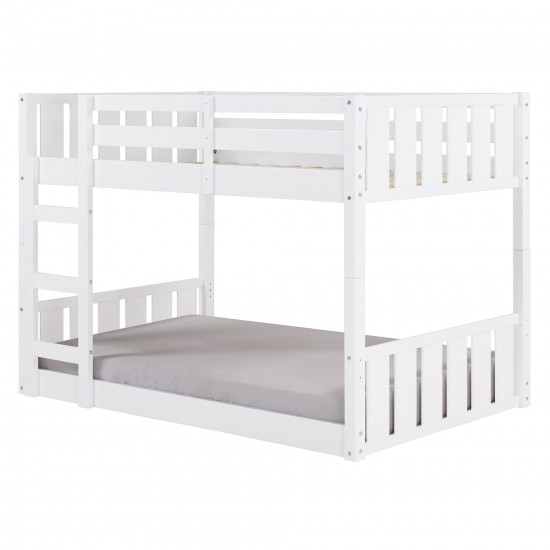 Traditional Twin over Twin Solid Wood Stackable Slat Bunk Bed – White