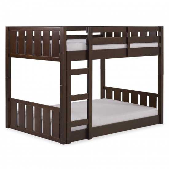 Traditional Twin over Twin Solid Wood Stackable Slat Bunk Bed – Walnut