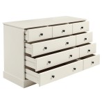 Classic 9 Drawer Solid Wood Top Dresser with Metal Hardware – White
