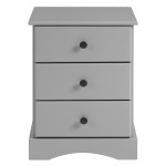 Classic 3 Drawer Solid Wood Top Nightstand – Grey