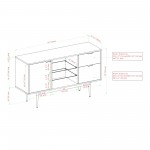 Contemporary Two-Tone Glass Shelf Sideboard – Slate Grey
