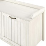 Farmhouse Tray Top Grooved Drop Down Shoe Storage Entry Bench – White Wash