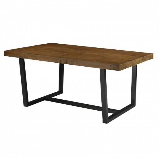 Modern Farmhouse Solid Plank Top Dining Table – Rustic Oak