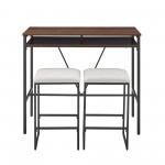 2 Tier Metal Inverted A Frame Dining Counter with Stools – Dark Walnut/Grey