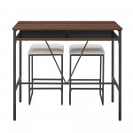 2 Tier Metal Inverted A Frame Dining Counter with Stools – Dark Walnut/Grey