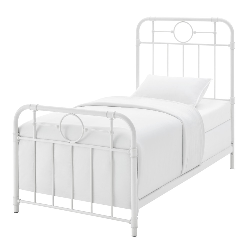 Urban Industrial Metal Pipe Twin Bed – Antique White