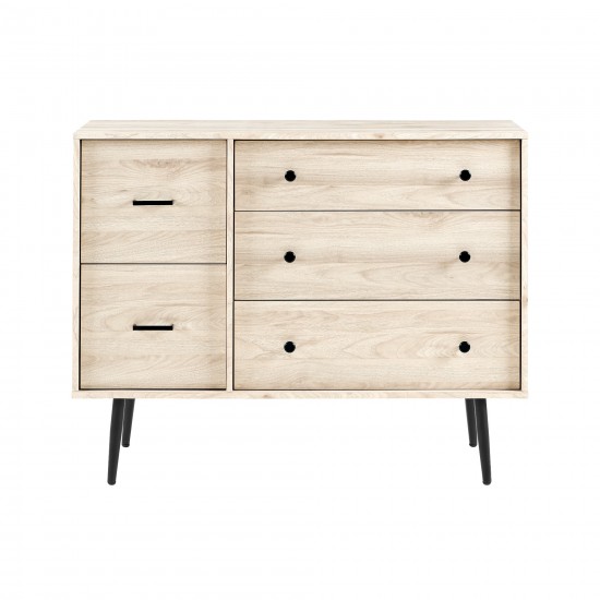 Modern 5 Drawer Metal and Wood Dresser – Birch