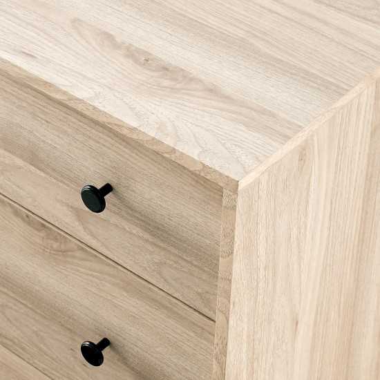Modern 5 Drawer Metal and Wood Dresser – Birch