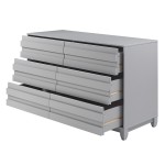 Modern Grooved Panel 6 Drawer Wood Dresser – Grey