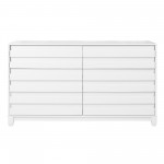 Modern Grooved Panel 6 Drawer Wood Dresser – White
