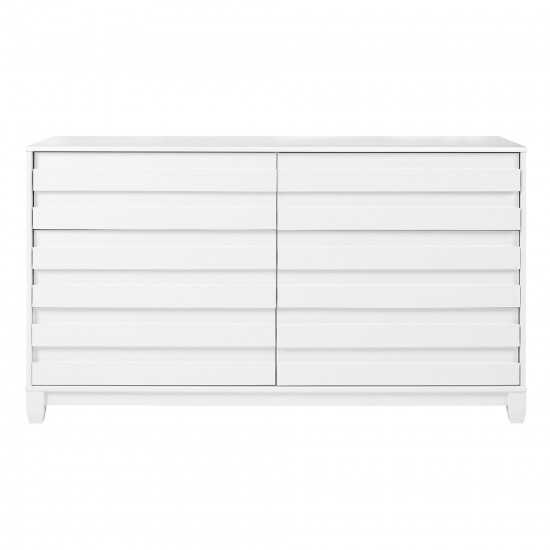 Modern Grooved Panel 6 Drawer Wood Dresser – White