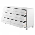 Modern Grooved Panel 6 Drawer Wood Dresser – White