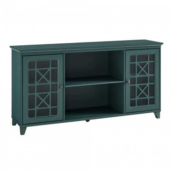 Transitional 2 Door Fretwork Sideboard – Antique Dark Teal