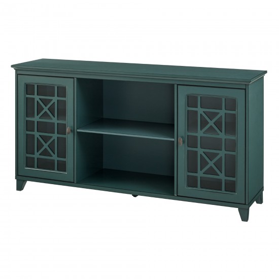 Transitional 2 Door Fretwork Sideboard – Antique Dark Teal