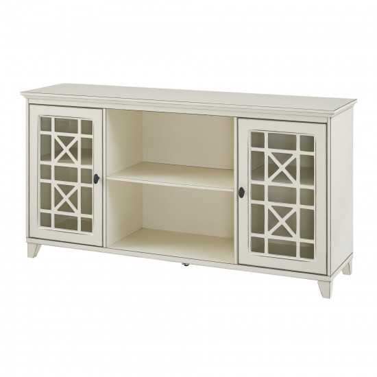 Transitional 2 Door Fretwork Sideboard – Antique White