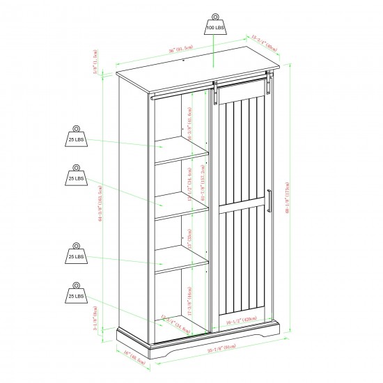 Modern Farmhouse Grooved Sliding Door Tall Storage Cabinet – Brushed White