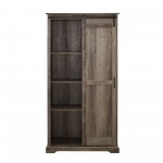 Modern Farmhouse Grooved Sliding Door Tall Storage Cabinet – Grey Wash
