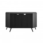 Sliding Slat Door Corner TV Stand for TVs up to 50 In – Barnwood/Solid Black