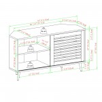 Sliding Slat Door Corner TV Stand for TVs up to 50 In – Barnwood/Solid Black
