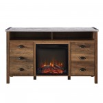 Electric Fireplace TV Stand for TVs up to 58 Inches – Dark Concrete/Rustic Oak