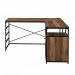 Angle Iron L-Shaped Computer Desk with Storage - Rustic Oak