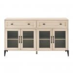 58" Fluted Glass Door 2-Drawer Sideboard - Birch