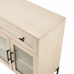 58" Fluted Glass Door 2-Drawer Sideboard - Birch