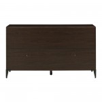 58" Fluted Glass Door 2-Drawer Sideboard - Dark Brown Oak